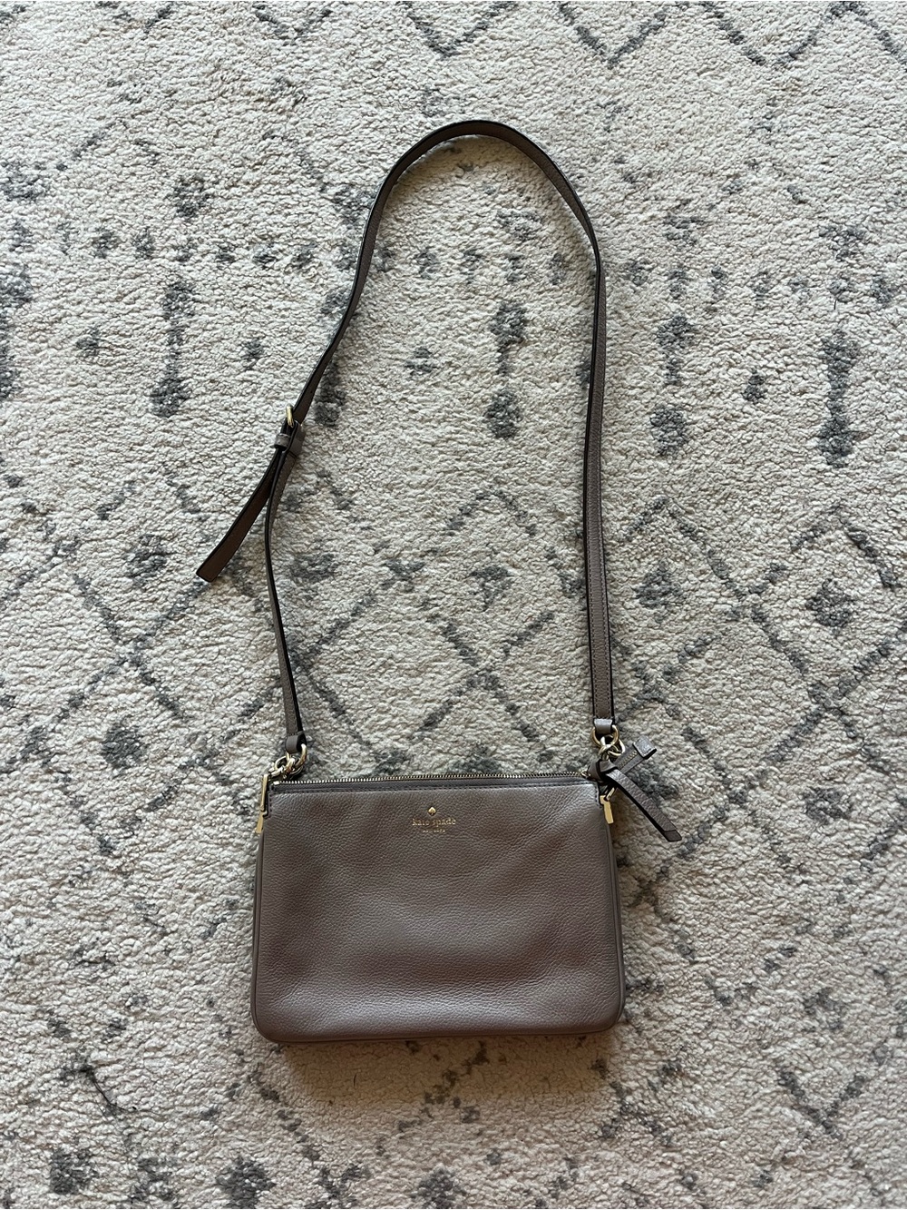 kate spade gray taupe leather crossbody bag